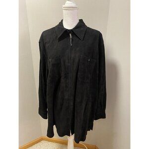 Lauren Black Suede Leather Jacket zip up 3X plus size